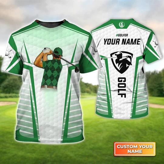 Customized Name Golf T Shirt, Personalized Name Golf Swing Green Abstract With Golf Club T Shirt For Men - Perfect Gift For Golf Lovers, Golfers - Amzanimalsgift