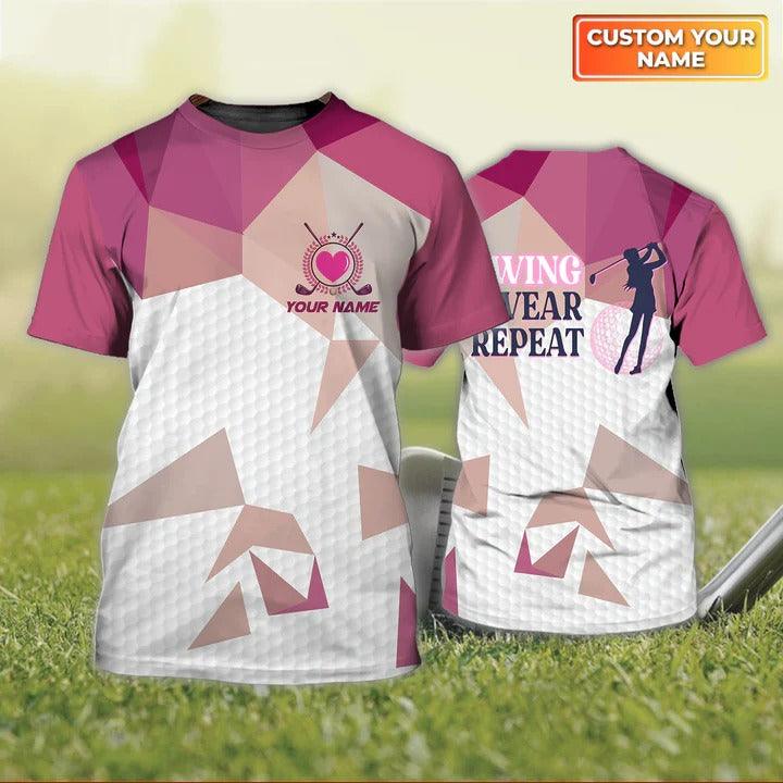 Customized Name Golf T Shirt, Personalized Name Swing Swear Repeat Golf T Shirt For Men And Women - Perfect Gift For Golf Lovers, Golfers - Amzanimalsgift