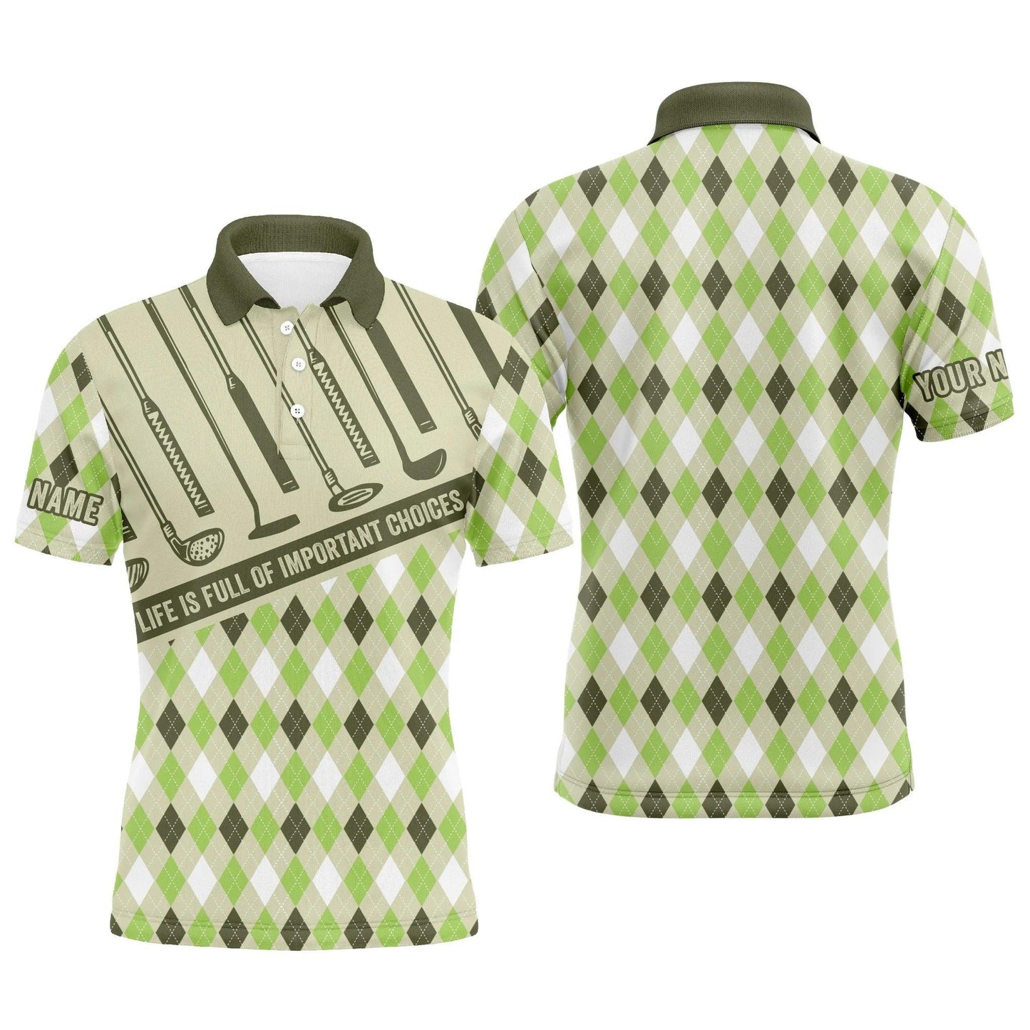 Customized Name Golf Women Polo Shirts, Argyle Pattern Custom Men's Golf Life Is Full Of Important Choices - Perfect Gift For Golfers, Golf Lovers - Amzanimalsgift