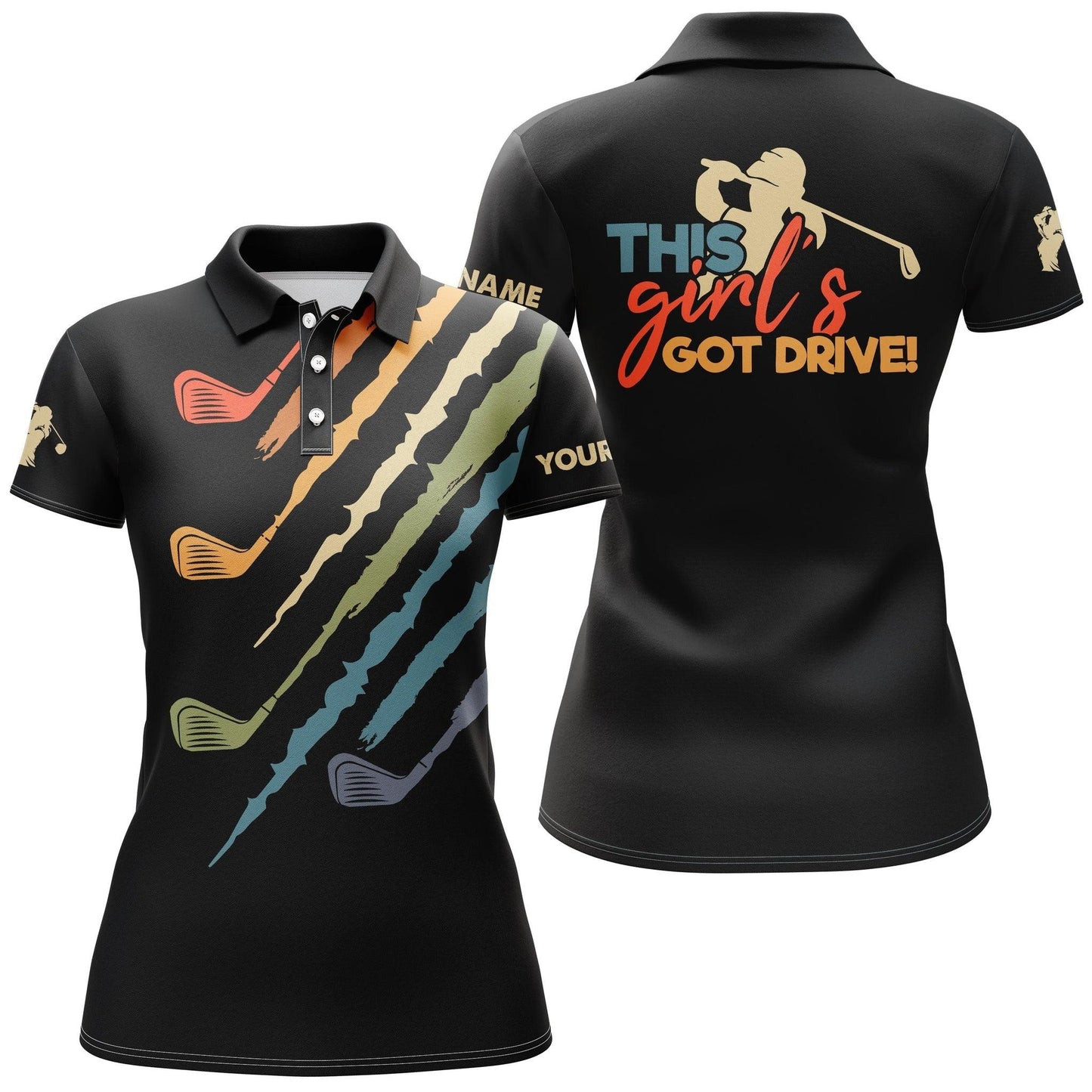 Customized Name Golf Women Polo Shirts, Black Golf Clubs Personalized This Girl's Got Drive Shirts - Perfect Gift For Ladies, Golfers, Golf Lovers - Amzanimalsgift