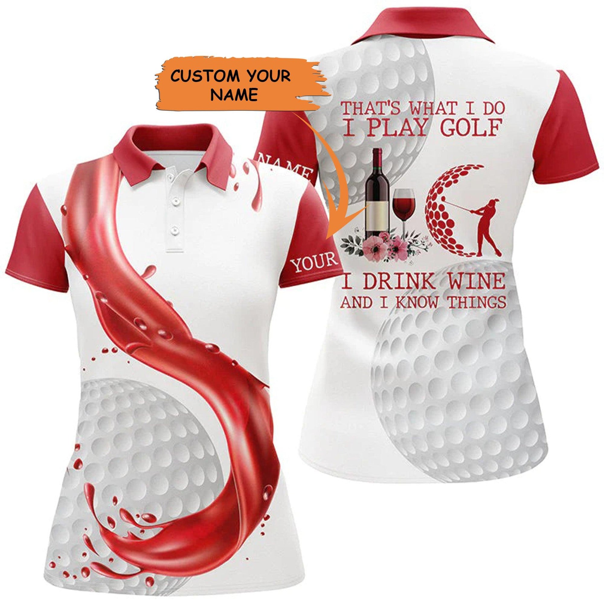 Customized Name Golf Women Polo Shirts, Golf & Wine Personalized I Play Golf I Drink Wine Polo Shirts - Perfect Gift For Golfers, Golf Lovers - Amzanimalsgift