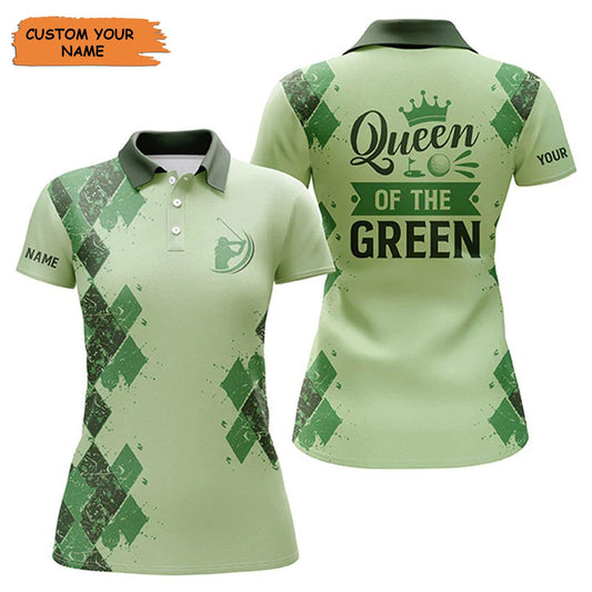 Customized Name Golf Women Polo Shirts, Green Shirts Personalized Queen Of The Green Funny Golf Polo Shirts - Perfect Gift For Golfers, Golf Lovers - Amzanimalsgift