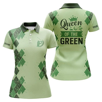 Customized Name Golf Women Polo Shirts, Green Shirts Personalized Queen Of The Green Funny Golf Polo Shirts - Perfect Gift For Golfers, Golf Lovers - Amzanimalsgift