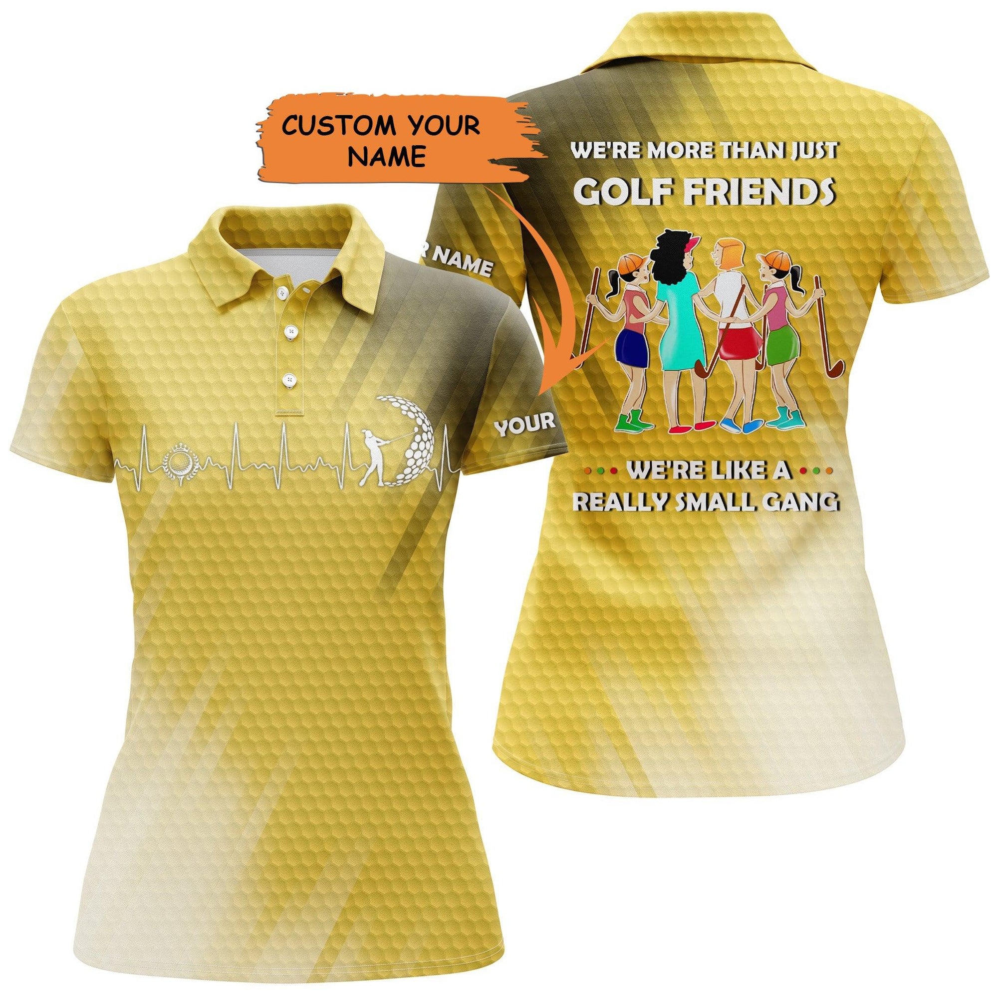 Customized Name Golf Women Polo Shirts, Heartbeat Personalized Multi-color We're More Than Just Golf Friends - Perfect Gift For Golf Lovers, Golfers - Amzanimalsgift