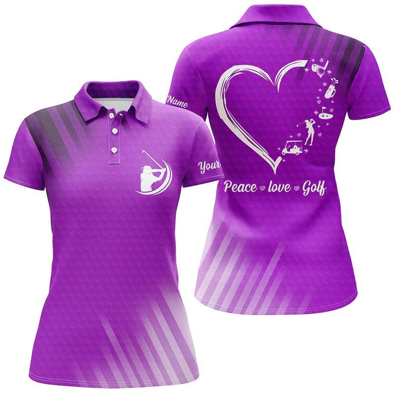 Customized Name Golf Women Polo Shirts, Peace Love Golf, Personalized Multi-color Women Polo Shirts - Perfect Gift For Ladies, Golfers, Golf Lovers - Amzanimalsgift