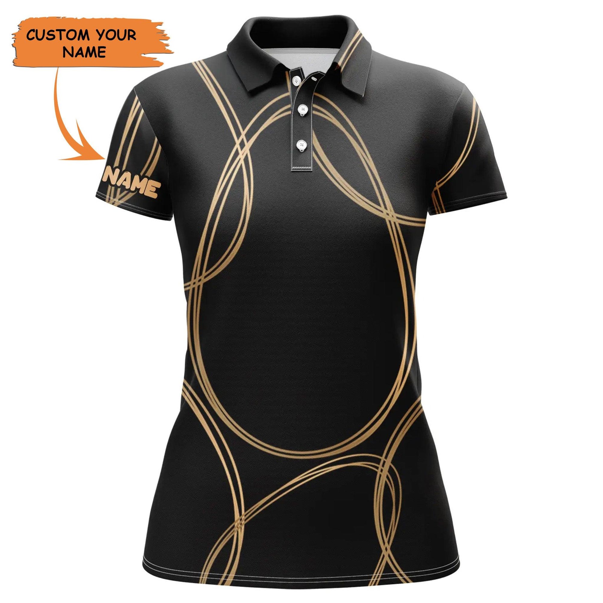 Customized Name Golf Women Polo Shirts, Personalized Black Gold Egg Pattern Shirts, Easter's Day Gifts - Perfect Gift For Ladies, Golfers, Golf Lovers - Amzanimalsgift