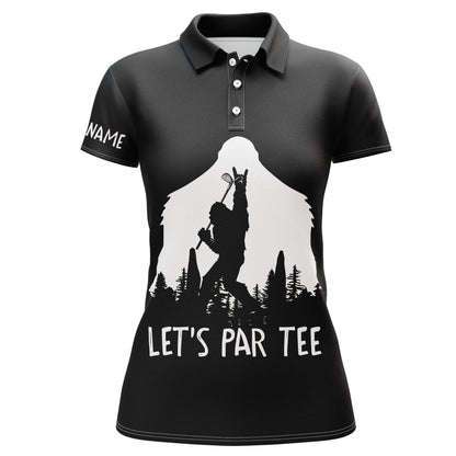 Customized Name Golf Women Polo Shirts, Personalized Funny Bigfoot, Lets Par Tee Black Polo Shirts - Perfect Gift For Ladies, Golfers, Golf Lovers - Amzanimalsgift