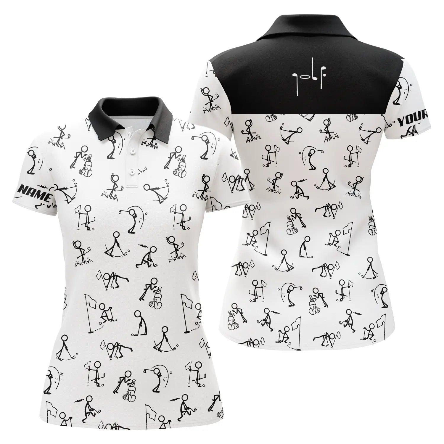 Customized Name Golf Women Polo Shirts, Personalized Funny Golf Pattern White Polo Shirts - Perfect Gift For Ladies, Golf Lovers, Golfers - Amzanimalsgift