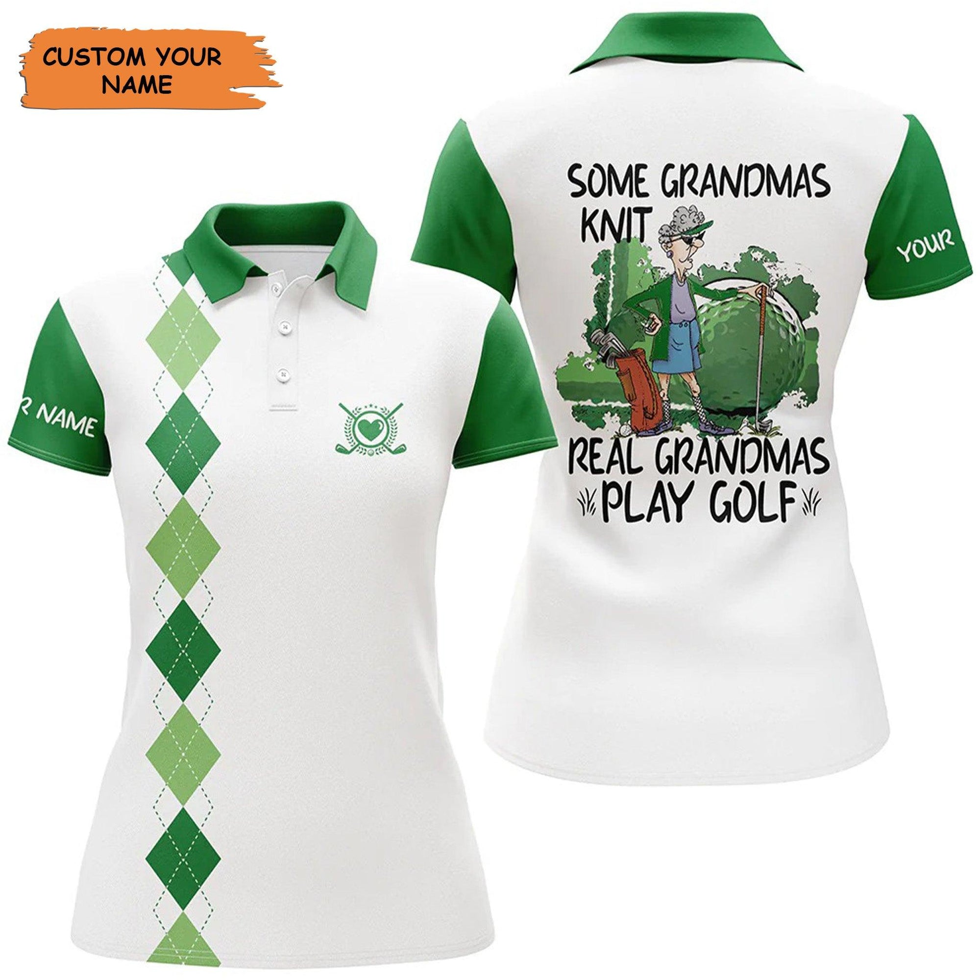 Customized Name Golf Women Polo Shirts, Personalized Grandma Knit Real Grandmas Play Golf, Mother's Day Gift - Perfect Gift For Golfers, Golf Lovers - Amzanimalsgift