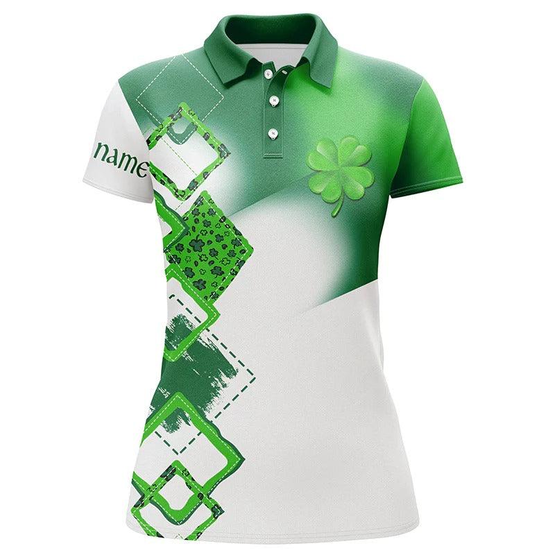 Customized Name Golf Women Polo Shirts, Personalized Green Clover St Patrick Day Golf Polo Shirts - Perfect Gift For Ladies, Golfers, Golf Lovers - Amzanimalsgift