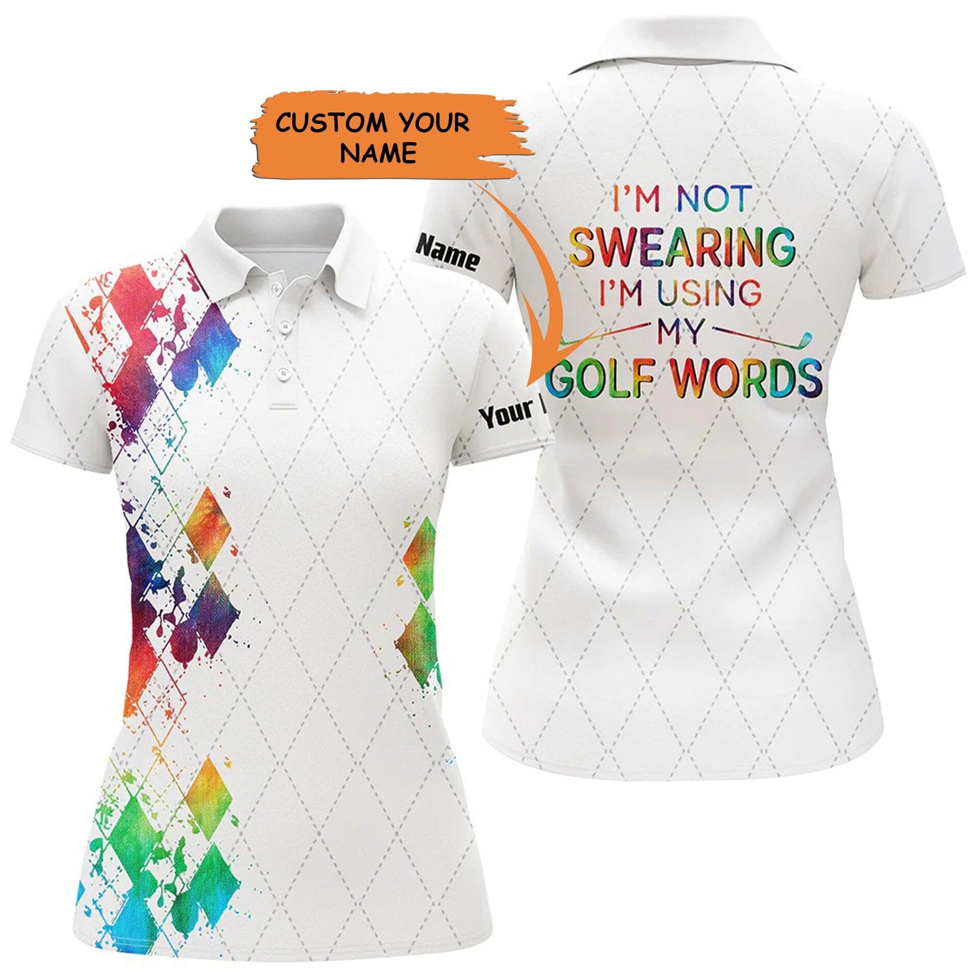 Customized Name Golf Women Polo Shirts, Personalized I'm Not Swearing I'm Using My Golf Words Watercolor - Perfect Gift For Golfers, Golf Lovers - Amzanimalsgift