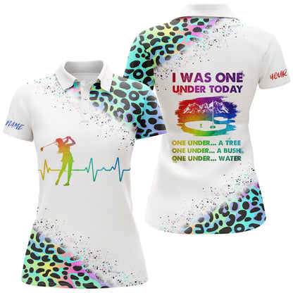 Customized Name Golf Women Polo Shirts, Personalized I Was One Under Today Custom Name Leopard White - Perfect Gift For Ladies, Golfers, Golf Lovers - Amzanimalsgift