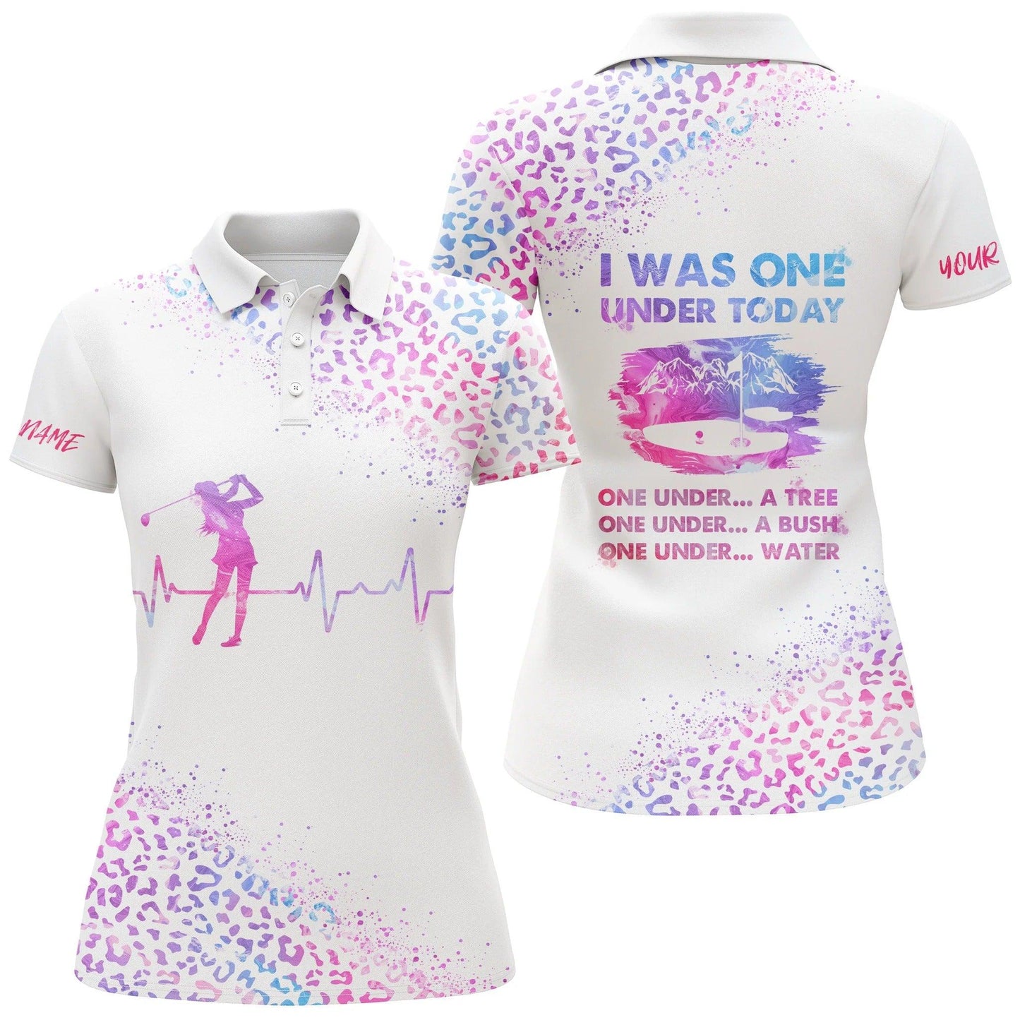 Customized Name Golf Women Polo Shirts, Personalized I Was One Under Today Custom Name Pink Watercolor - Perfect Gift For Ladies, Golfers, Golf Lovers - Amzanimalsgift
