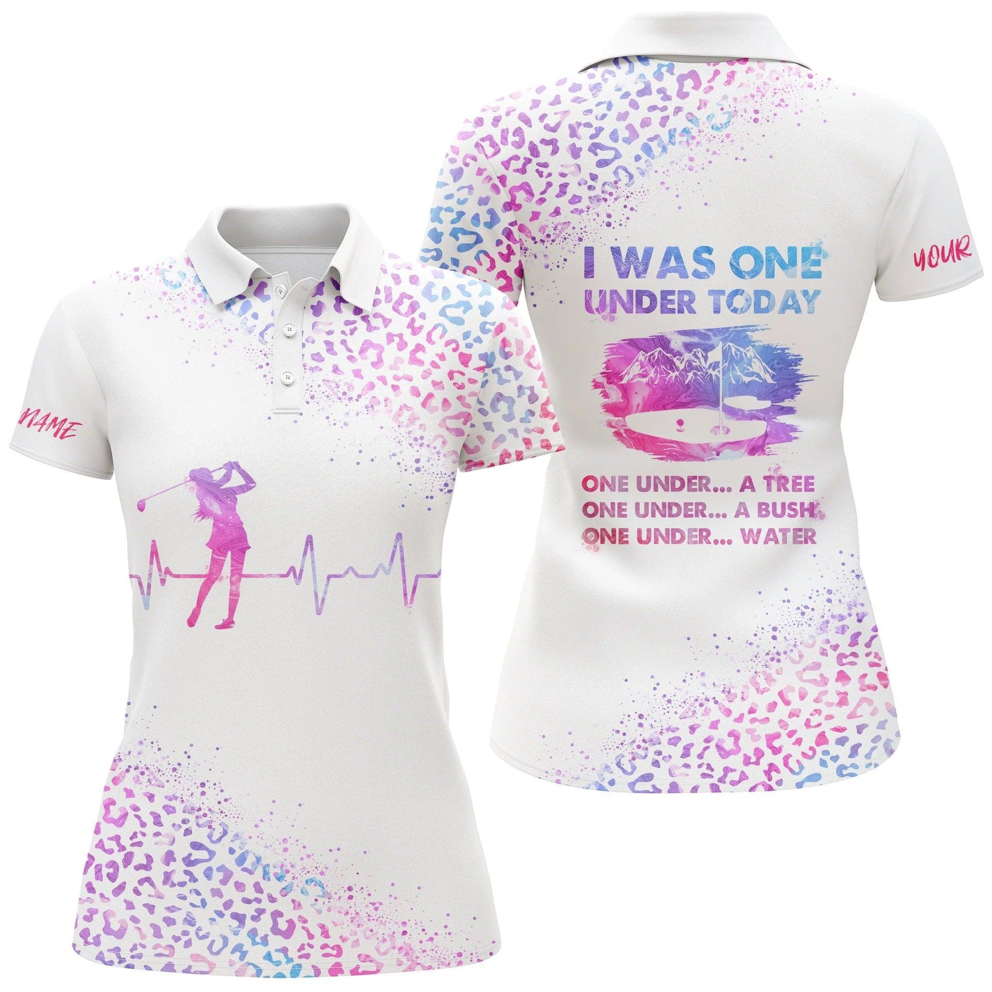 Customized Name Golf Women Polo Shirts, Personalized I Was One Under Today Custom Name Pink Watercolor - Perfect Gift For Ladies, Golfers, Golf Lovers - Amzanimalsgift