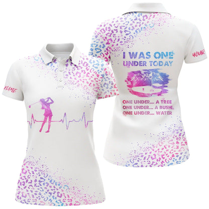 Customized Name Golf Women Polo Shirts, Personalized I Was One Under Today Custom Name Pink Watercolor - Perfect Gift For Ladies, Golfers, Golf Lovers - Amzanimalsgift