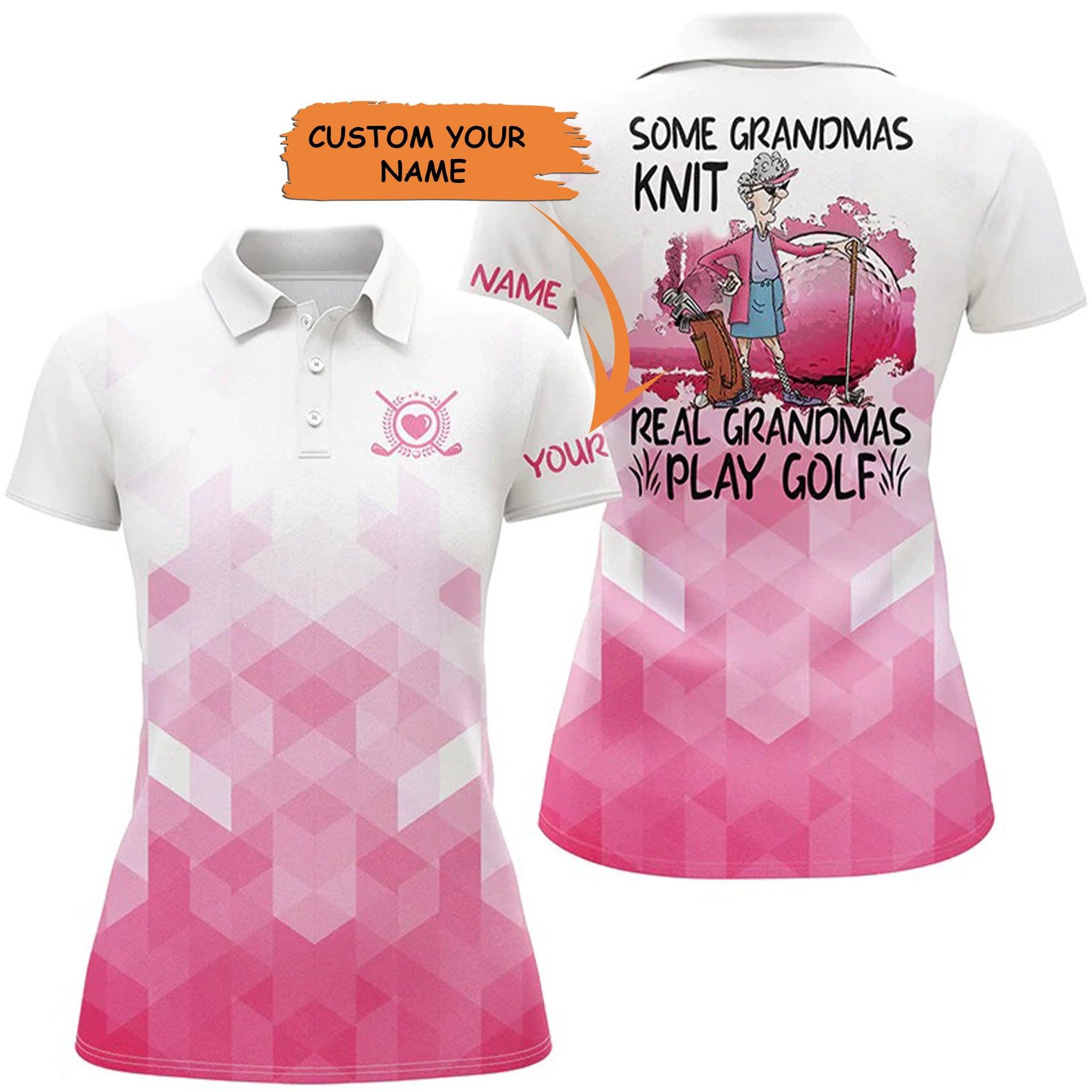 Customized Name Golf Women Polo Shirts - Personalized Just Some Grandmas Knit Real Grandmas Play Golf - Perfect Gift For Ladies, Golfers, Golf Lovers - Amzanimalsgift