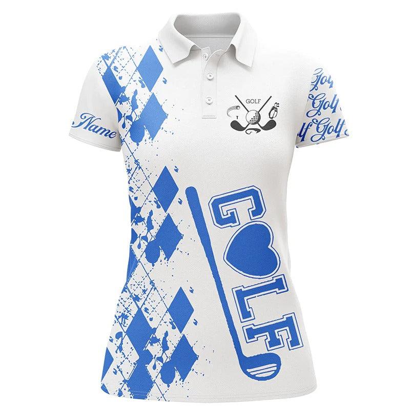 Customized Name Golf Women Polo Shirts, Personalized Watercolor Golf Clubs White Golf Tops For Women - Perfect Gift For Golfers, Golf Lovers - Amzanimalsgift