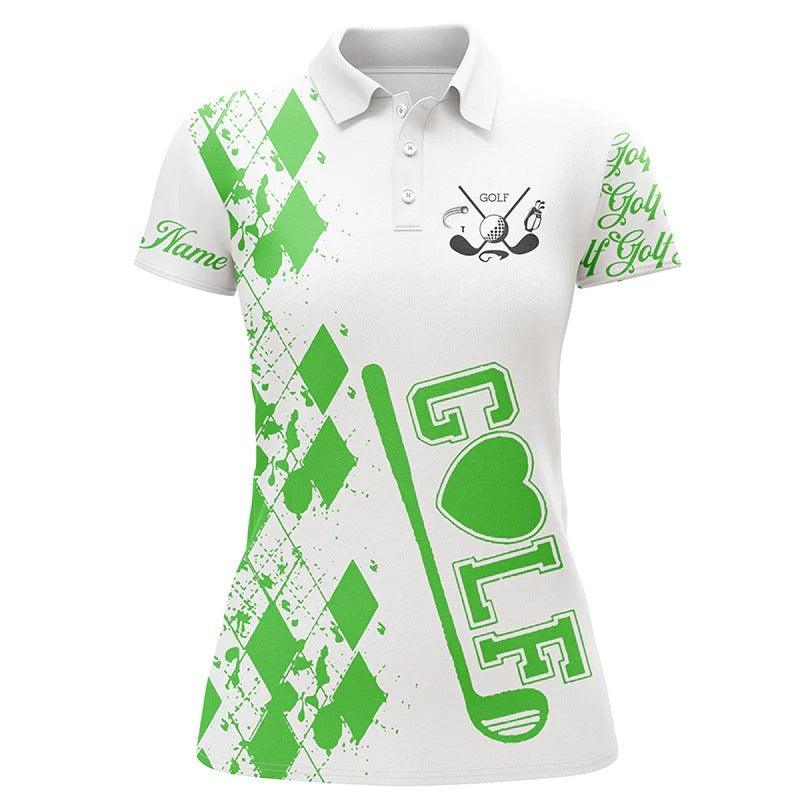 Customized Name Golf Women Polo Shirts, Personalized Watercolor Golf Clubs White Golf Tops For Women - Perfect Gift For Golfers, Golf Lovers - Amzanimalsgift