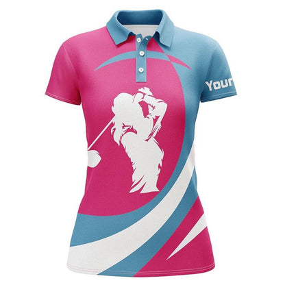 Customized Name Golf Women Polo Shirts, Pink And Blue Women Golf Polos Shirt Personalized Golfers Gift - Perfect Gift For Ladies, Golfers, Golf Lovers - Amzanimalsgift