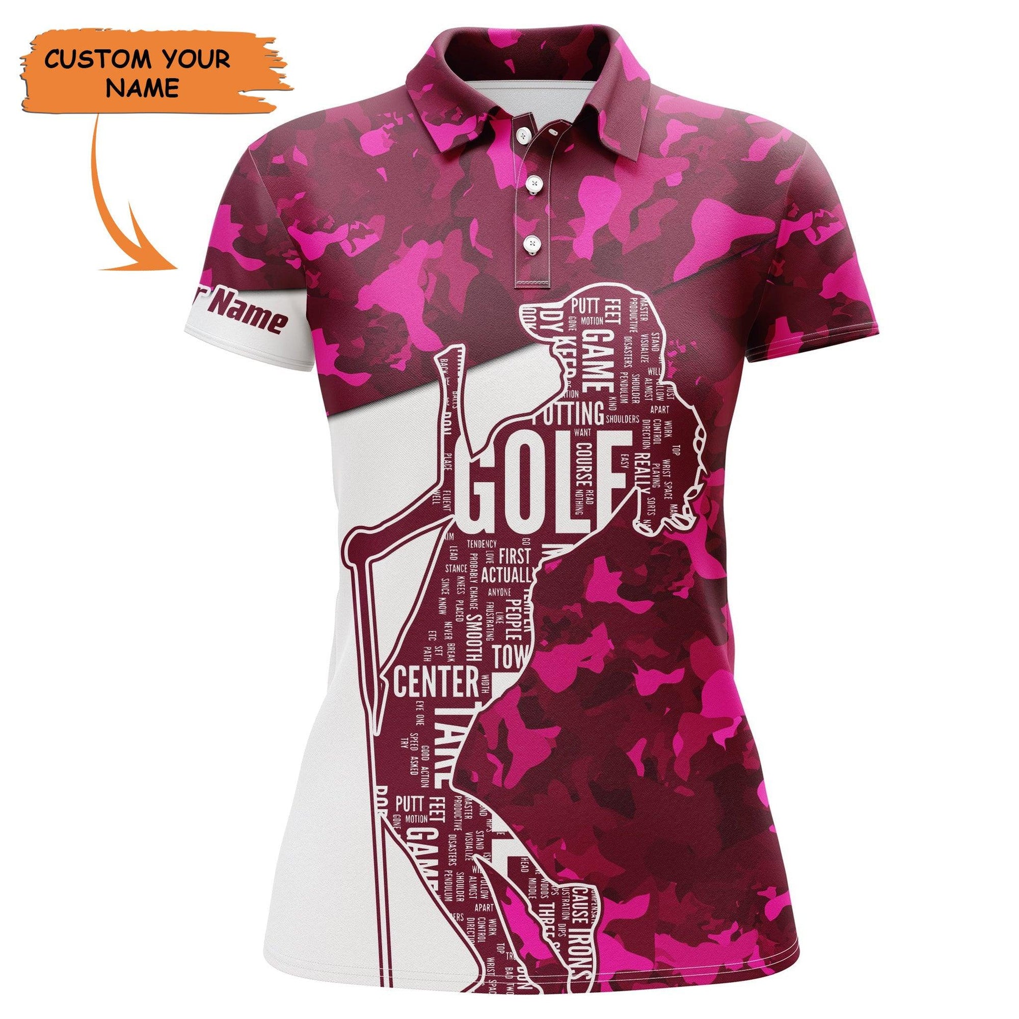 Customized Name Golf Women Polo Shirts, Pink Camo Women Polo Shirts Personalized Golfers Gift - Perfect Gift For Ladies, Golfers, Golf Lovers - Amzanimalsgift