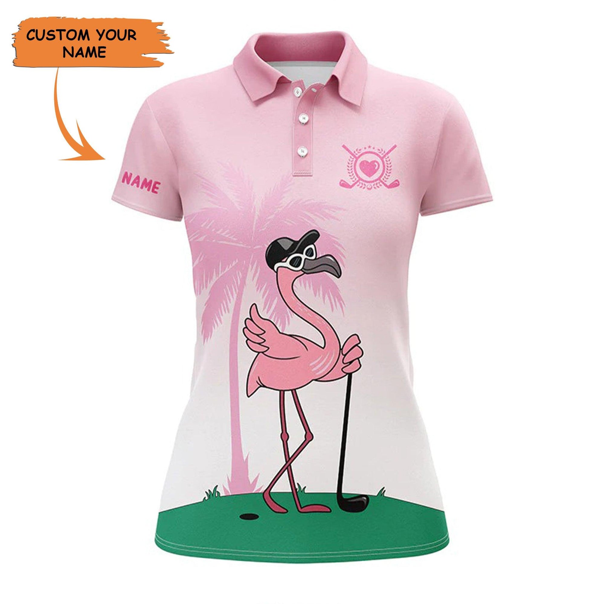 Customized Name Golf Women Polo Shirts, Pink Flamingo Tropical Personalized Name Golfers Gift - Perfect Gift For Ladies, Golfers, Golf Lovers - Amzanimalsgift