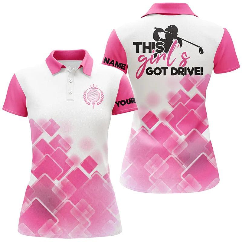 Customized Name Golf Women Polo Shirts, Pink Pattern Personalized This Girl's Got Drive Polo Shirts - Perfect Gift For Ladies, Golfers, Golf Lovers - Amzanimalsgift