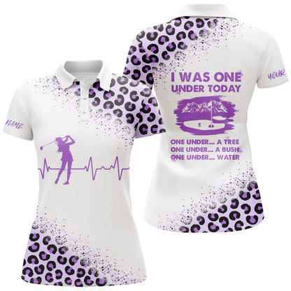 Customized Name Golf Women Polo Shirts, Purple Leopard White Personalized I Was One Under Today Polo Shirts - Perfect Gift For Golf Lovers, Golfers - Amzanimalsgift