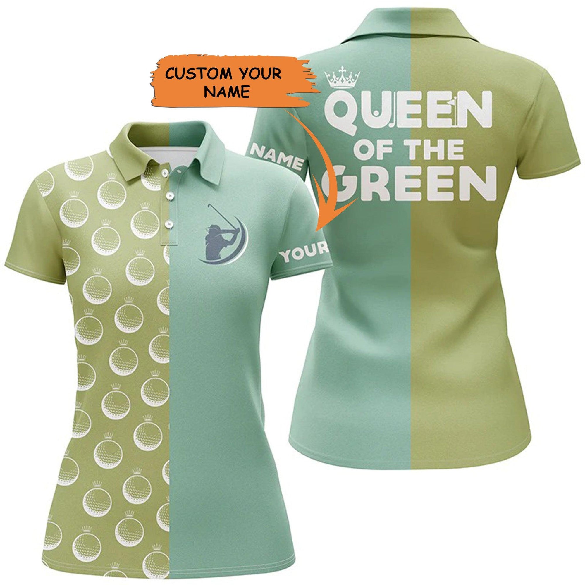 Customized Name Golf Women Polo Shirts, Queen Of The Green Custom Name Green Golf Shirts For Women - Perfect Gift For Ladies, Golfers, Golf Lovers - Amzanimalsgift