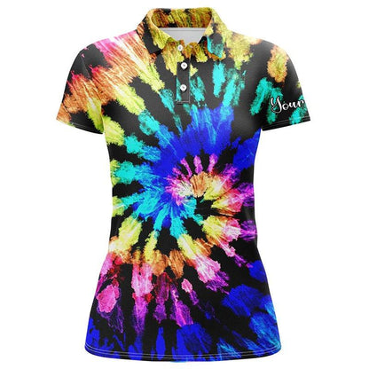 Customized Name Golf Women Polo Shirts, Tie Dye Pattern Personalized Unique Women Golf Polo Shirts - Perfect Gift For Ladies, Golfers, Golf Lovers - Amzanimalsgift