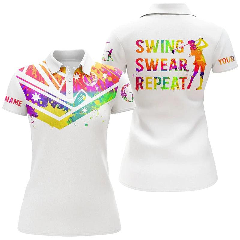 Customized Name Golf Women Polo Shirts, Watercolor Australia Flag Personalized Let’s Par Tee White Shirt - Perfect Gift For Ladies, Golf Lovers, Golfer - Amzanimalsgift