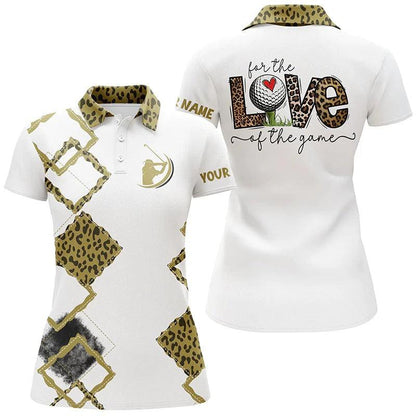 Customized Name Golf Women Polo Shirts, White Shirts Personalized The Love Of The Game Leopard Golf Shirts - Perfect Gift For Golfers, Golf Lovers - Amzanimalsgift