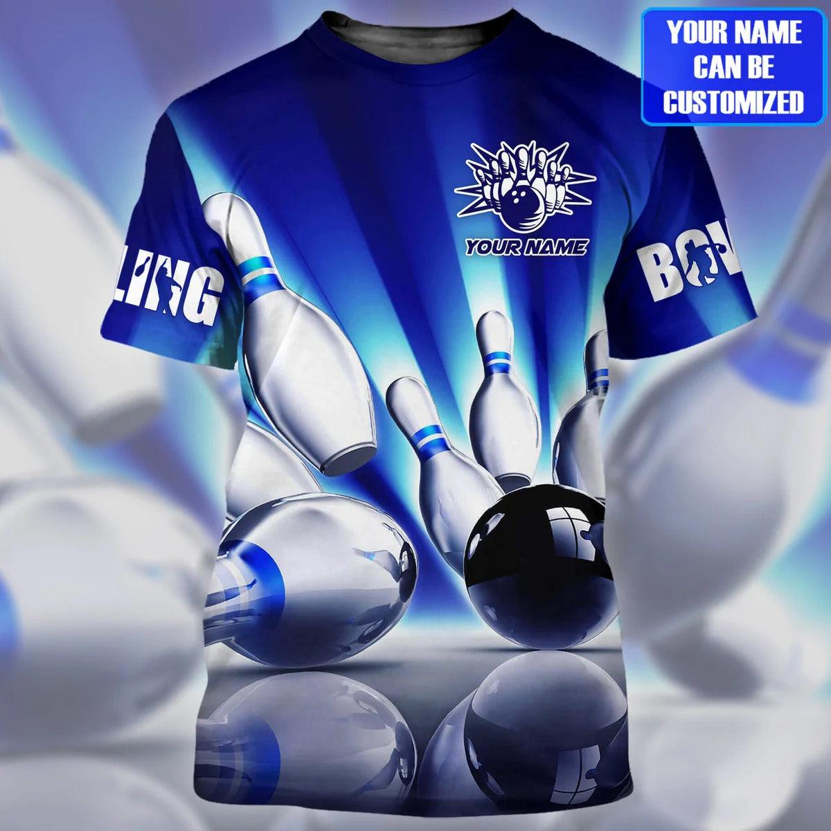 Customized Name Grey Bowling T Shirt, Personalized 3D Bowling T Shirt, Bowling Team Players Shirt - Gift For Men, Bowling Lovers - Amzanimalsgift