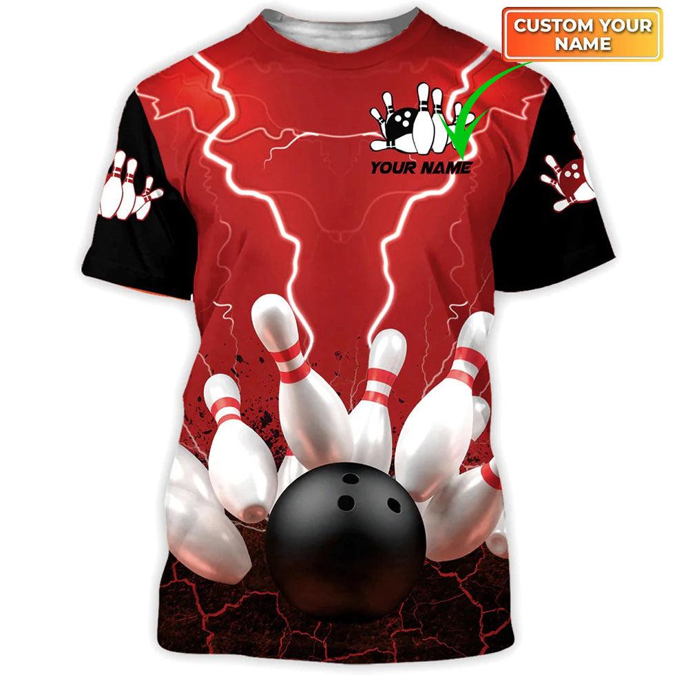 Customized Name Red Bowling Shirt For Men And Women, Personalized Strike Bowling Sublimation T Shirt - Best Gift For Bowling Lovers, Bowlers - Amzanimalsgift