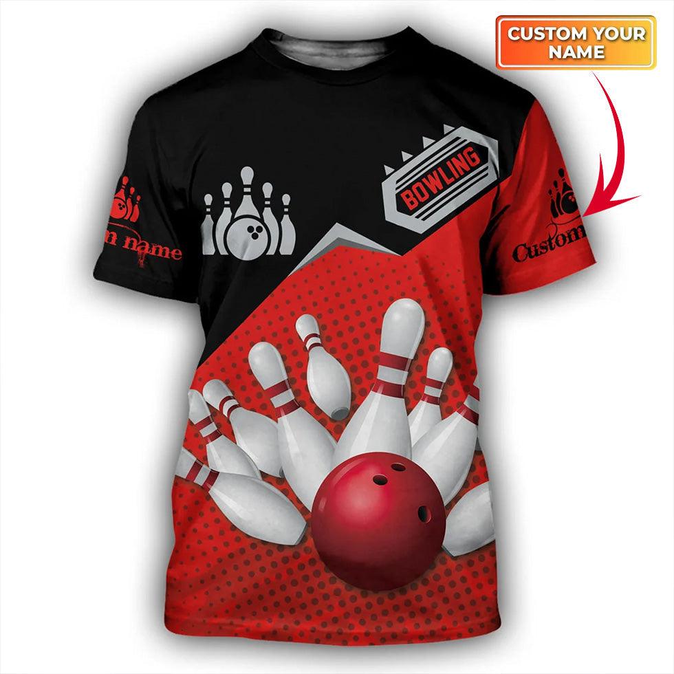 Customized Name Red Bowling Shirt, Personalized Bowling Shirt For Bowling Team Uniform - Best Gift For Men, Women, Bowling Lovers - Amzanimalsgift