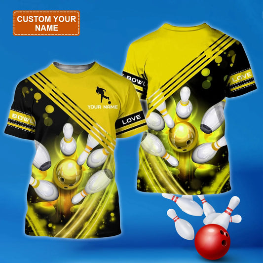 Customized Name Yellow Bowling T Shirt, Personalized Bowling Team Uniform - Best Gift For Bowling Member, Bowling Lovers - Amzanimalsgift