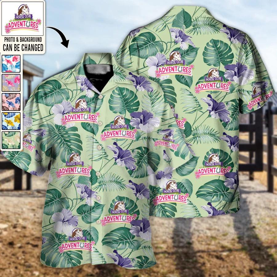 Customized Photo Horse Hawaiian Shirt For Summer - Horse Club You Want Tropical Style Custom Photo Hawaiian Shirt - Perfect Gift For Men, Horse Lovers - Amzanimalsgift