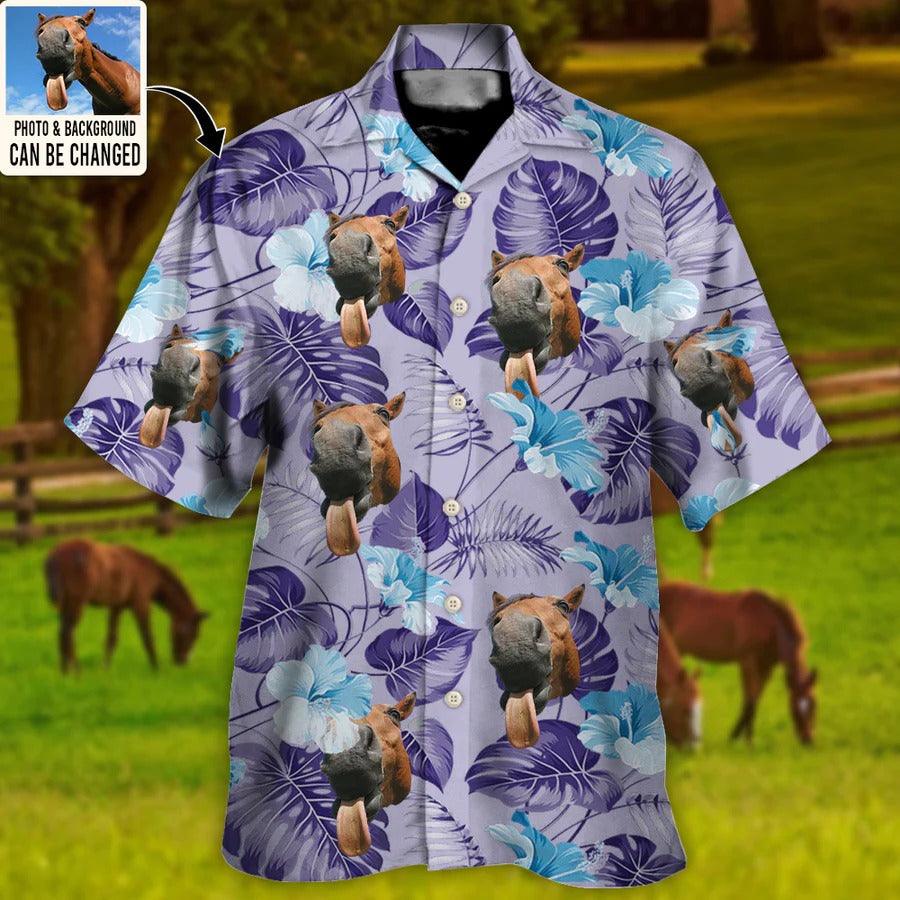 Customized Photo Horse Hawaiian Shirts For Summer - Horse You Want Tropical Custom Photo Hawaiian Shirt - Perfect Gift For Men, Horse Racing Lovers - Amzanimalsgift