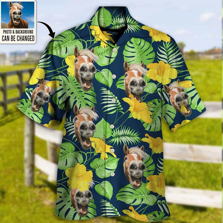 Customized Photo Horse Hawaiian Shirts For Summer - Horse You Want Tropical Custom Photo Hawaiian Shirt - Perfect Gift For Men, Horse Racing Lovers - Amzanimalsgift