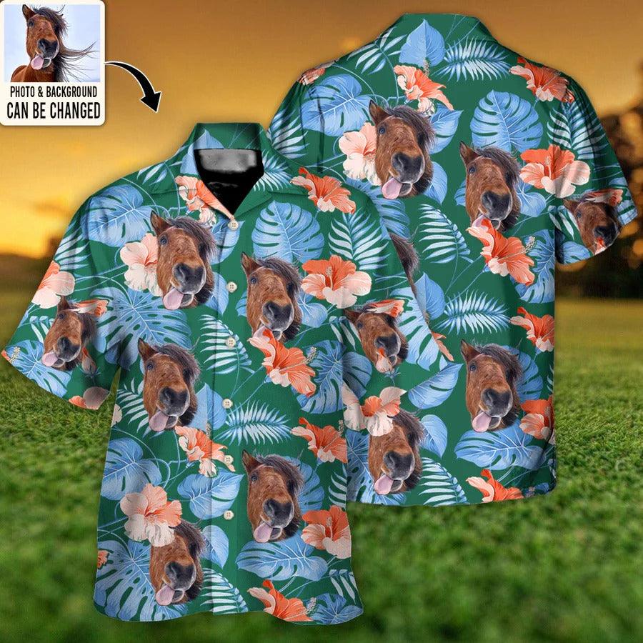 Customized Photo Horse Hawaiian Shirts For Summer - Horse You Want Tropical Custom Photo Hawaiian Shirt - Perfect Gift For Men, Horse Racing Lovers - Amzanimalsgift