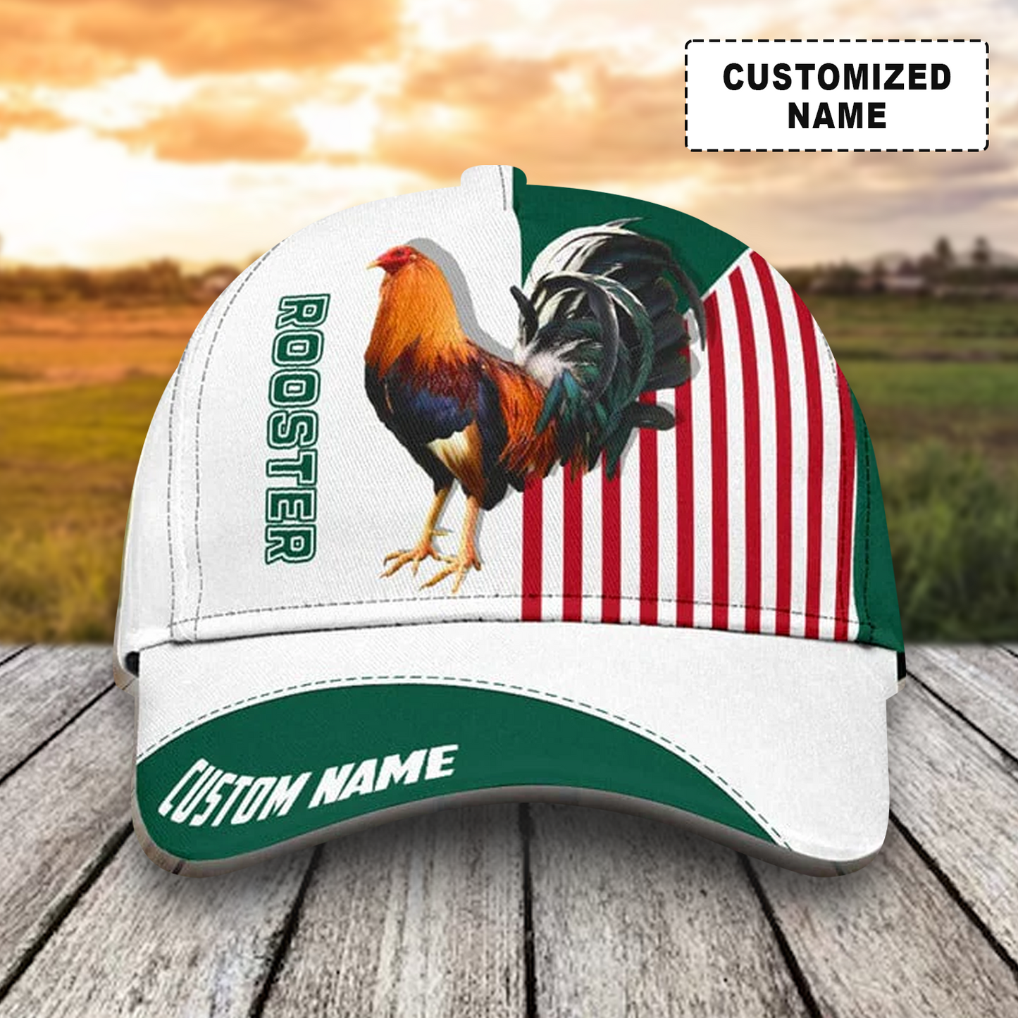 Customized Rooster Caps Hat, Rooster And Mexico Flag Green Hats, Best Farm Hat Gift For Men Women Farmer