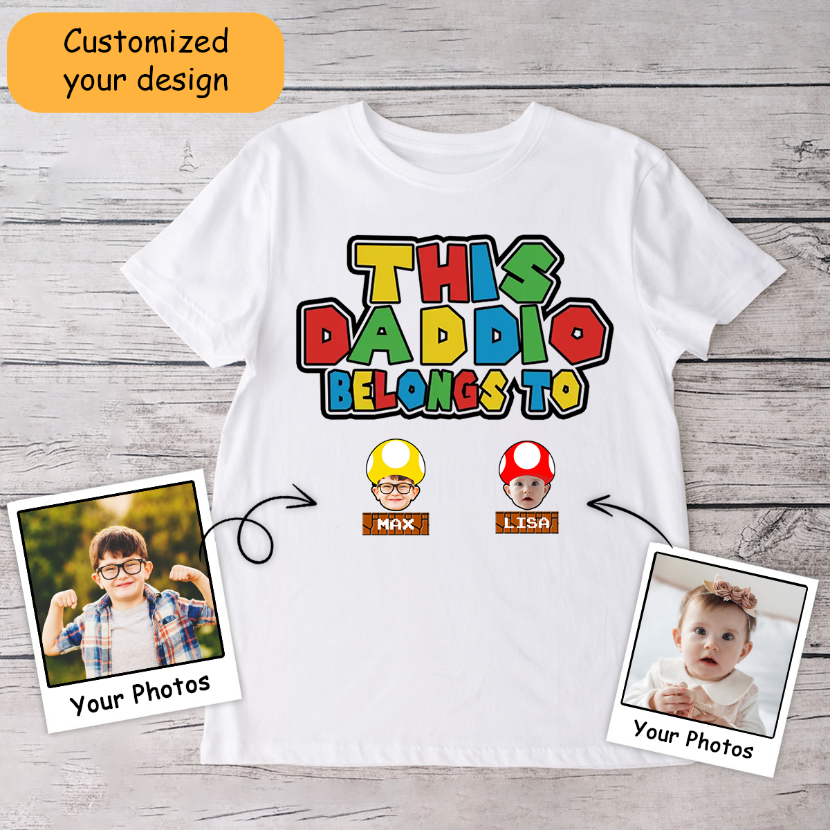 Customized Shirt This Daddio Belongs To Custom Kid For Dad, For Husband, For Father, Grandpa, Personalized Father's Day Gift