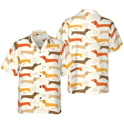 Cute Dachshund Pattern Hawaiian Shirt, Dachshund Aloha Shirt For Men - Perfect Gift For Dachshund Lovers, Husband, Boyfriend, Friend, Family - Amzanimalsgift