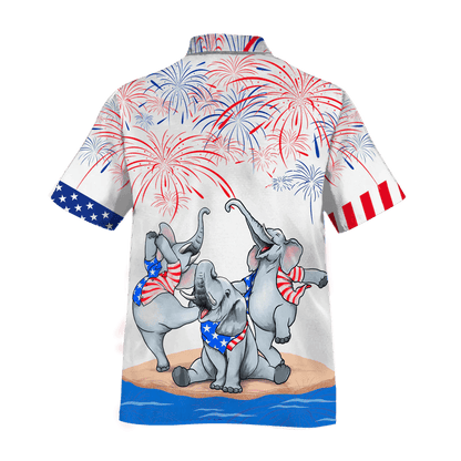Cute Elephant American Aloha Hawaiian Shirts For Summer, Happy Independence Day Is Coming Aloha Hawaiian Shirt For Men Women, Elephant Lover, 4th July - Amzanimalsgift