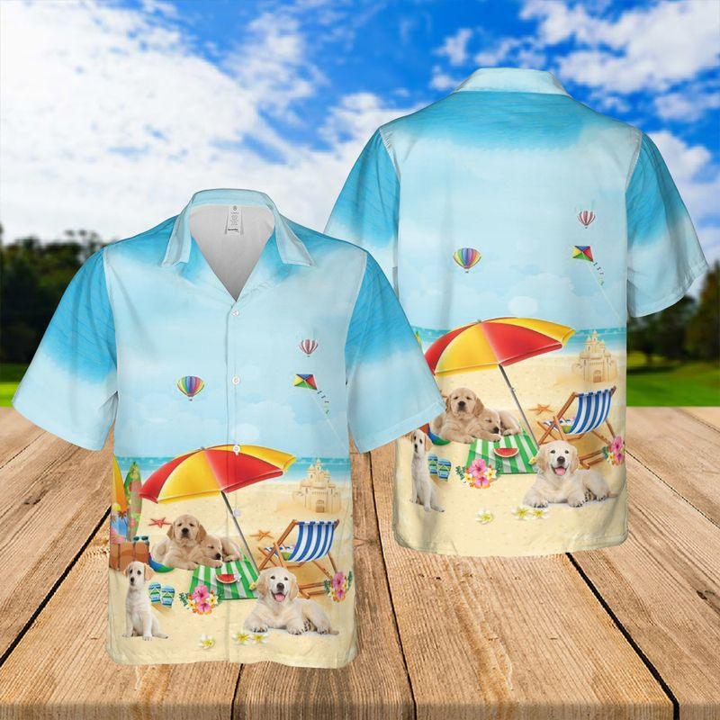 Cute Labrador Retriever Puppy Aloha Hawaiian Shirts For Summer, Dog Beach Picture Hawaiian Shirt For Men Women, Best Gift For Dog Lovers, Dog Mom Dad - Amzanimalsgift
