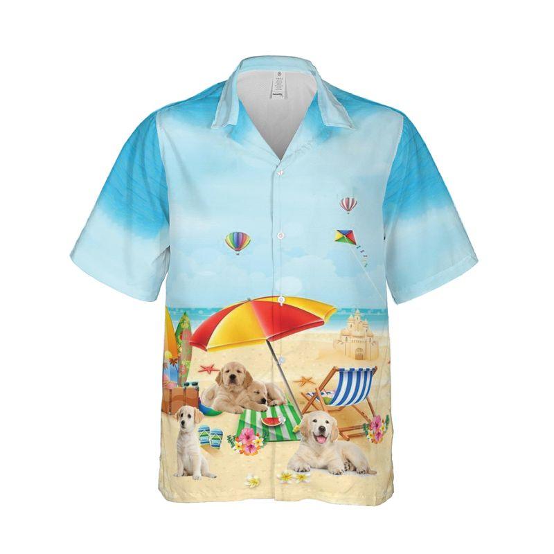 Cute Labrador Retriever Puppy Aloha Hawaiian Shirts For Summer, Dog Beach Picture Hawaiian Shirt For Men Women, Best Gift For Dog Lovers, Dog Mom Dad - Amzanimalsgift