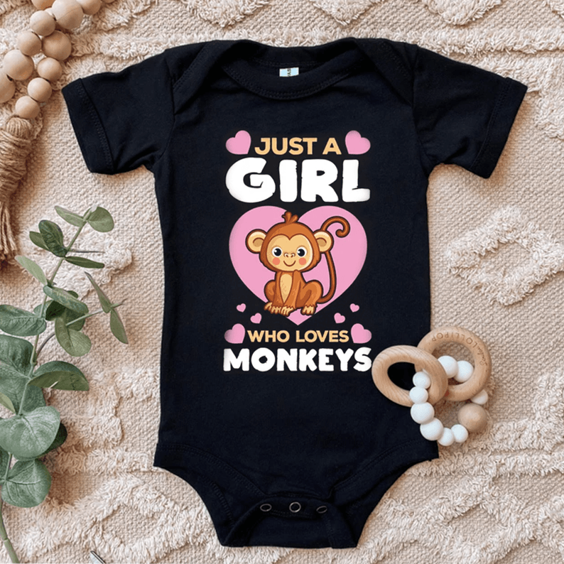 Cute Monkey Baby Onesies, Just A Girl Who Loves Monkeys Newborn Onesies - Perfect Gift For Baby, Baby Gift Onesie - Amzanimalsgift