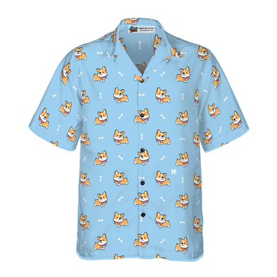 Cute Puppy Corgi Hawaiian Shirt, Corgi Aloha Shirt For Men - Perfect Gift For Corgi Lovers, Husband, Boyfriend, Friend, Family - Amzanimalsgift