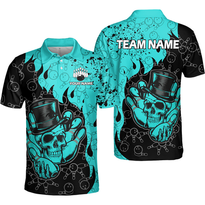 Custom Bowling Team Shirt – Skull Bowling Pattern Multicolor Personalized Jersey Bowling Uniform For League Players