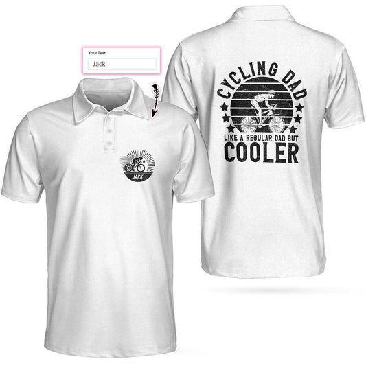 Cycling Dad Like A Regular Dad But Cooler Custom Polo Shirt, Personalized Black And White Cycling Shirt For Men - Amzanimalsgift