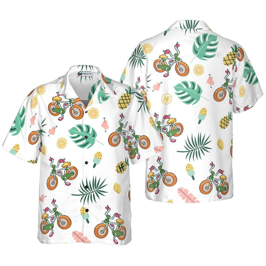 Cycling Hawaiian Shirt, Cartoon Cycling Hawaiian Shirt, Cycling Summer Aloha Shirt- Perfect Gift For Men, Women, Cycling Lover, Friend, Family - Amzanimalsgift
